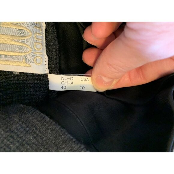 Studio 0001 by Ferre Dark Gray 100% Wool Turtleneck Velvet Trim Sweater 10 - Picture 11 of 12